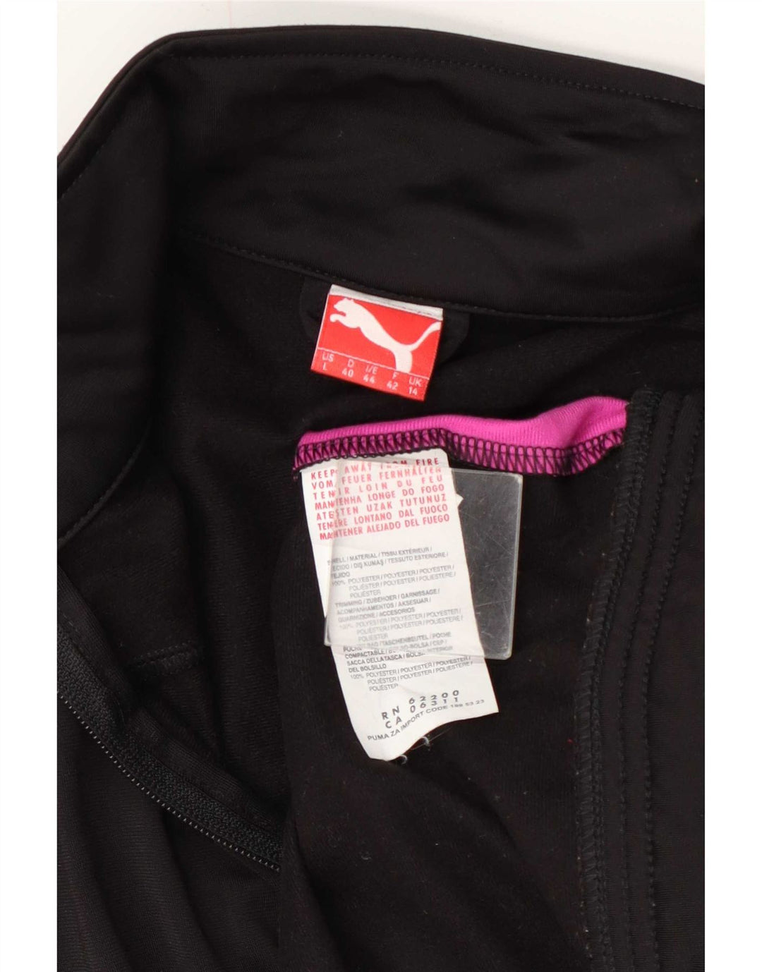 Giacca da tuta da donna Puma UK 14 Large Nero Colourblock Poliestere
