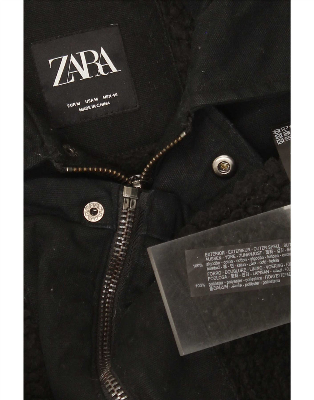 Giacca utility da uomo Zara UK 38 cotone nero medio