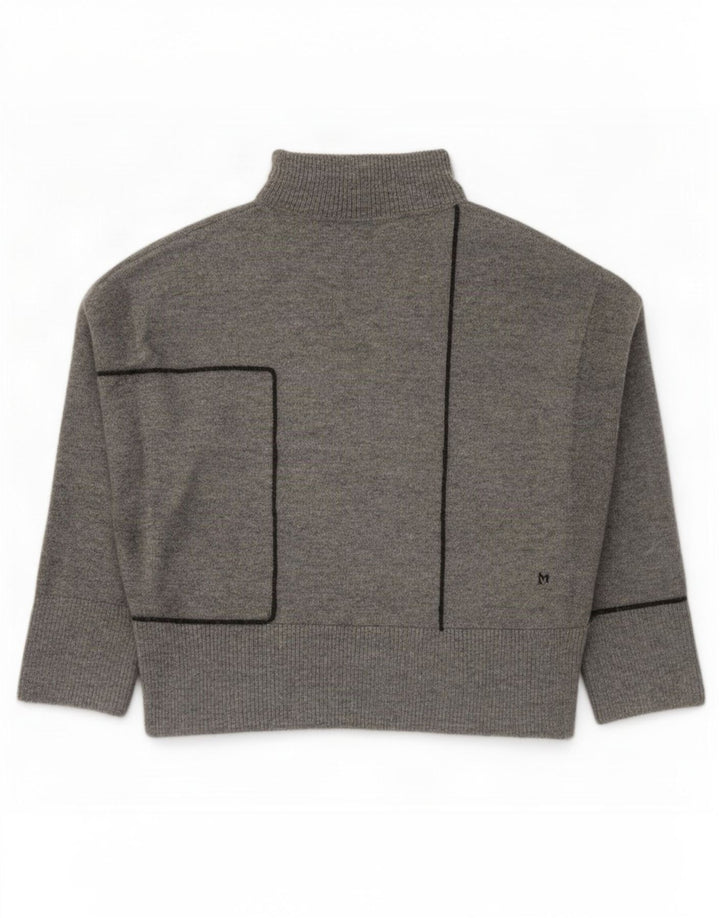 Maglione maglione oversize con collo alto da donna Zara UK 14 Acrilico grigio medio