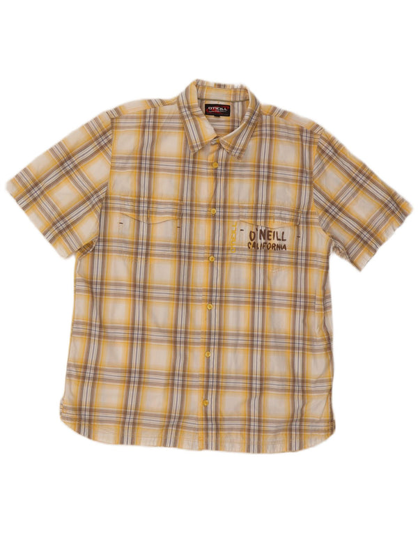 Camicia a maniche corte grafica da uomo O'Neill XL in cotone scozzese giallo