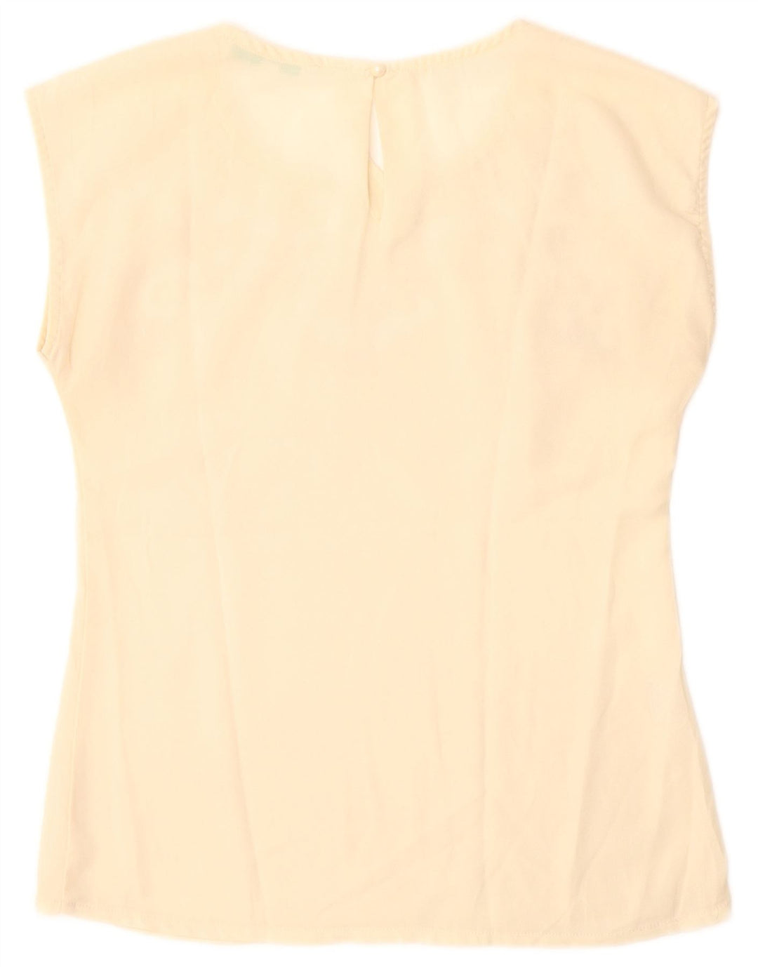 Top camicetta da donna vintage UK 12 Poliestere floreale beige medio