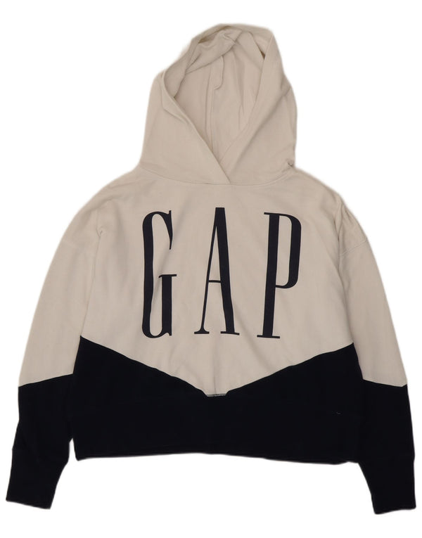 Gap Felpa con cappuccio oversize grafica da donna UK 14 Medium White Colourblock