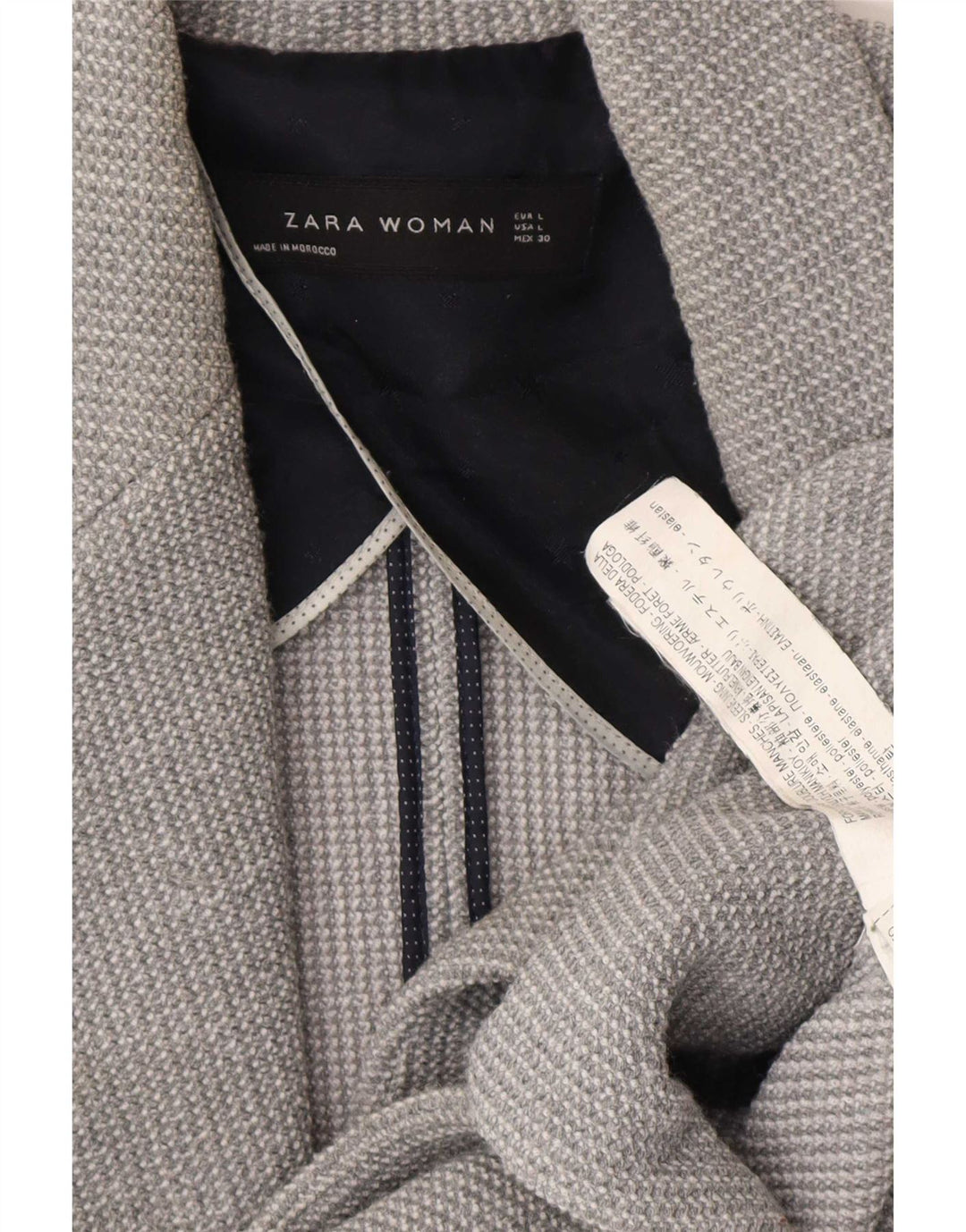 Giacca blazer a 1 bottone da donna Zara UK 16 grande poliestere grigio