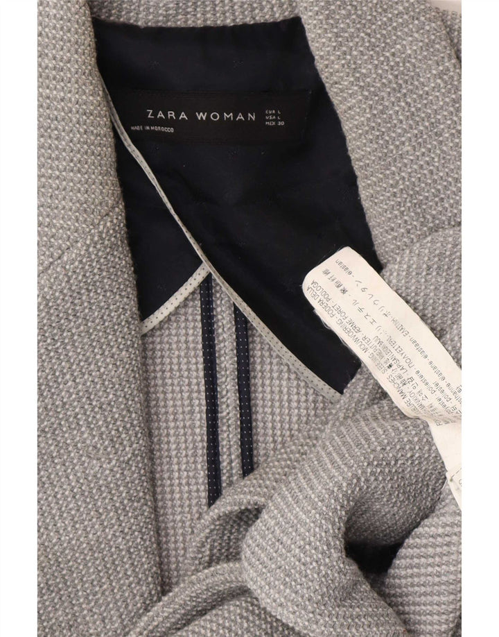 Giacca blazer a 1 bottone da donna Zara UK 16 grande poliestere grigio