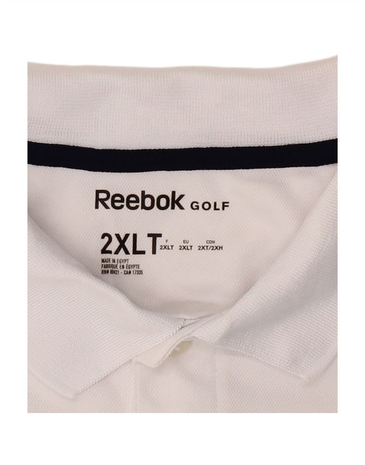 REEBOK Mens Tall Polo Shirt 2XL White Polyester