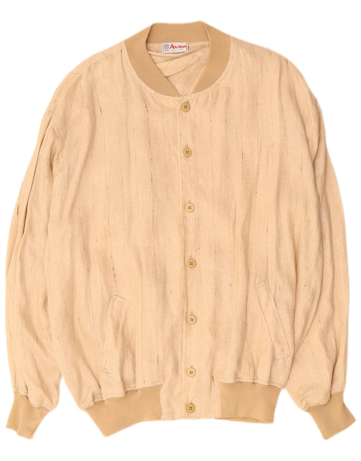 Giubbotto bomber da uomo VINTAGE UK 42 XL Lino gessato beige