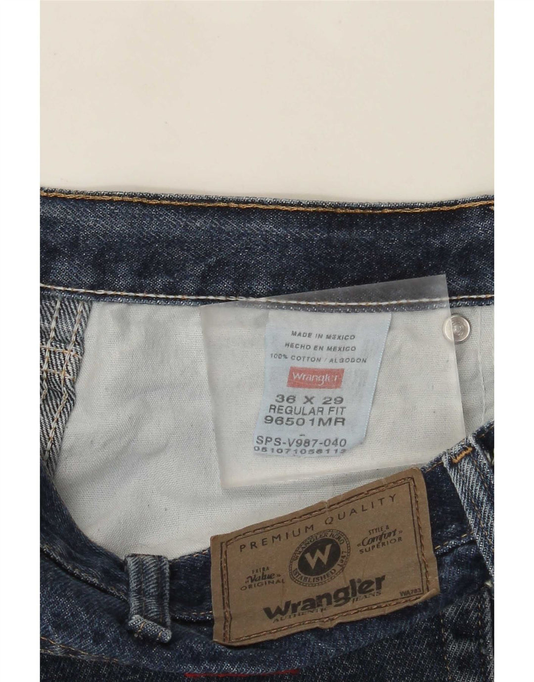 Jeans dritti da uomo Wrangler vestibilità regolare W36 L29 cotone blu