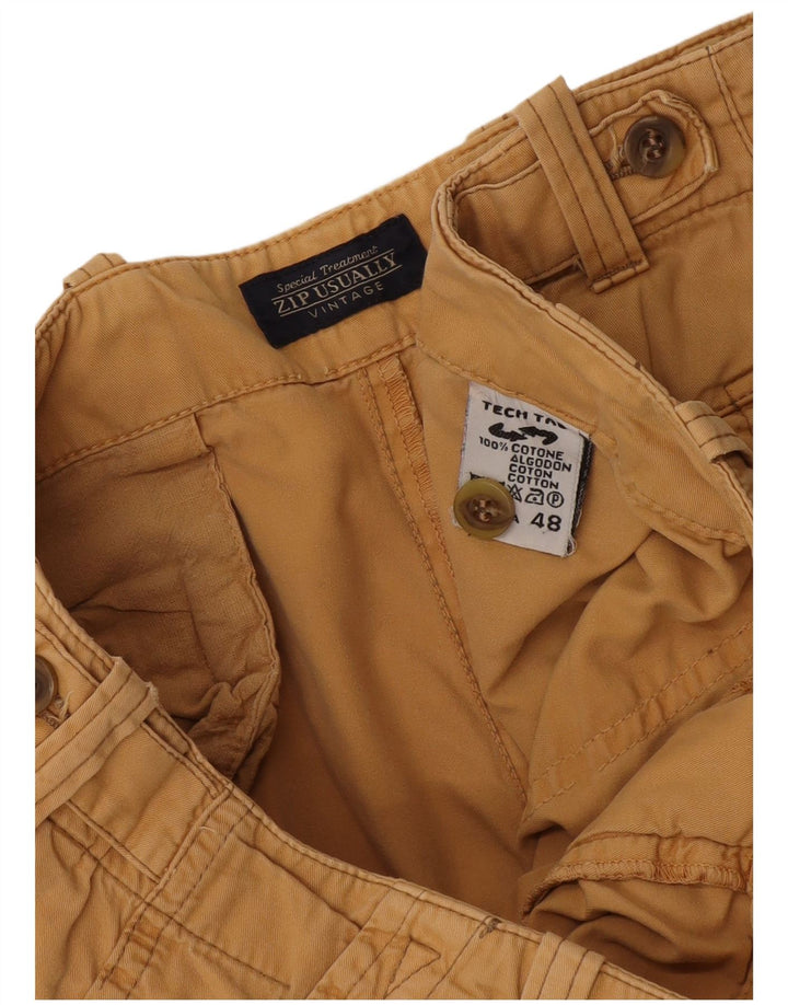 Pantaloncini chino vintage da uomo IT 48 medi W32 in cotone giallo