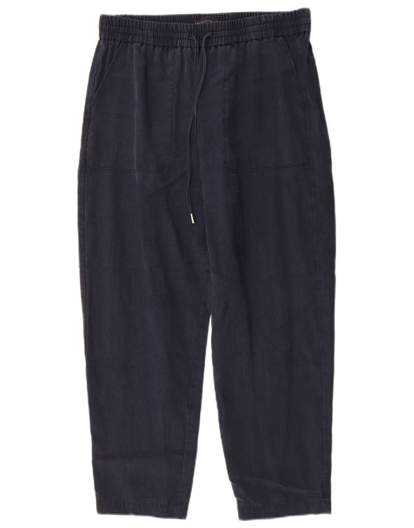 Marks & Spencer Womens Crop Chino Trousers UK 14 Medium W30 L26 Navy Blue