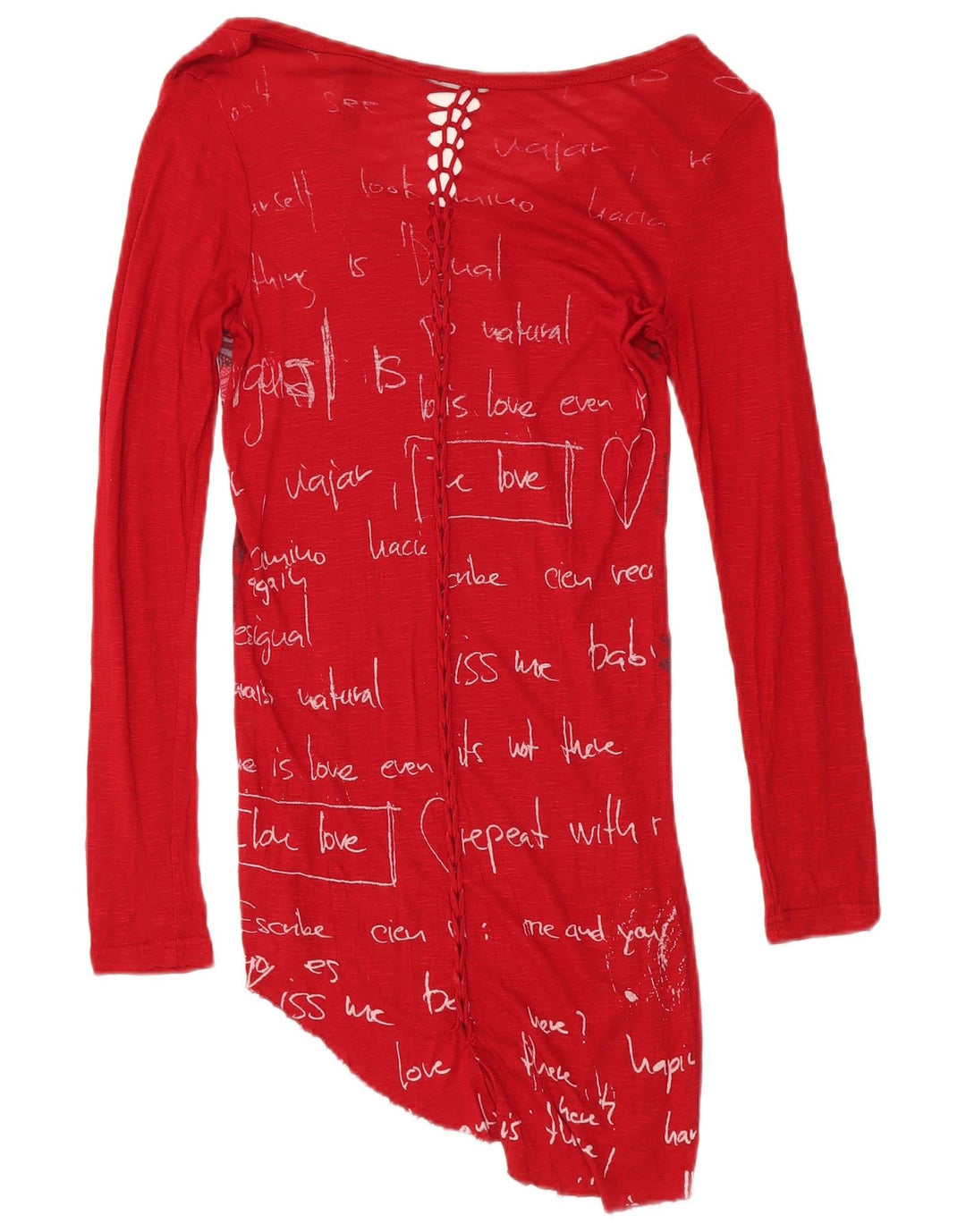 DESIGUAL Camicetta asimmetrica a maniche lunghe da donna Top UK 8 Piccola farfalla rossa