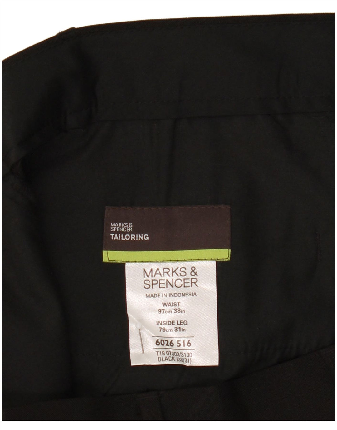 Pantaloni chino dritti da uomo Marks & Spencer W38 L31 poliestere nero