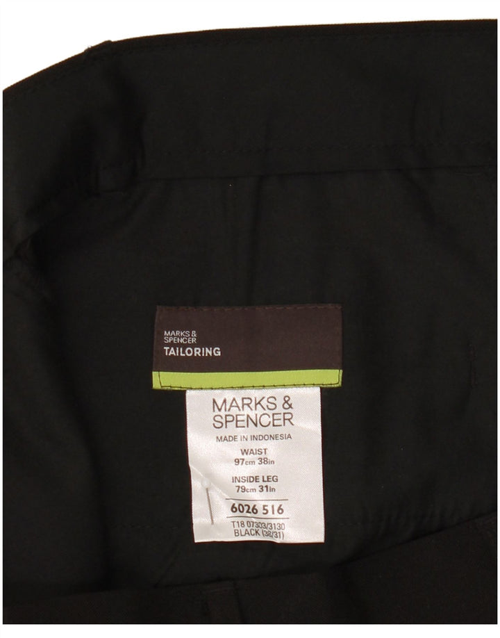 Pantaloni chino dritti da uomo Marks & Spencer W38 L31 poliestere nero