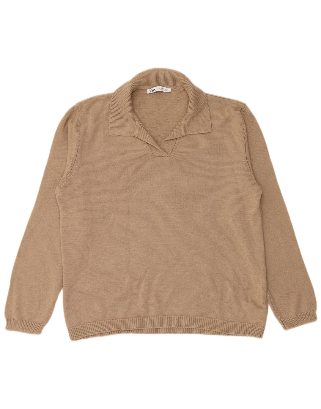 Maglione maglione collo alto da donna Zara UK 14 Beige medio