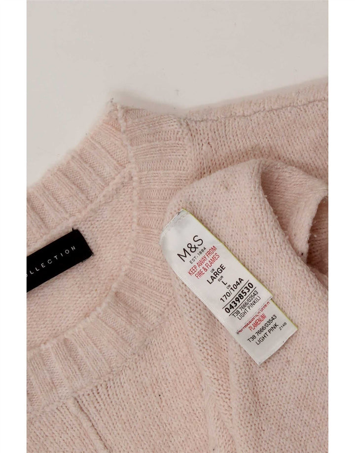 Maglione maglione girocollo oversize da donna Marks & Spencer UK 16 grande rosa