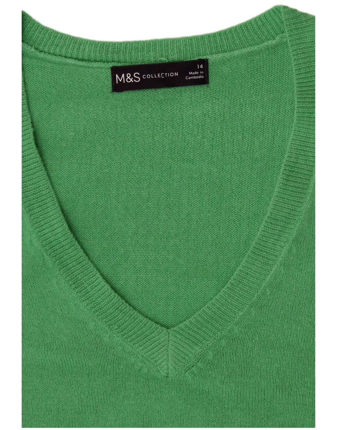 Maglione maglione con scollo a V da donna Marks & Spencer UK 14 grande verde