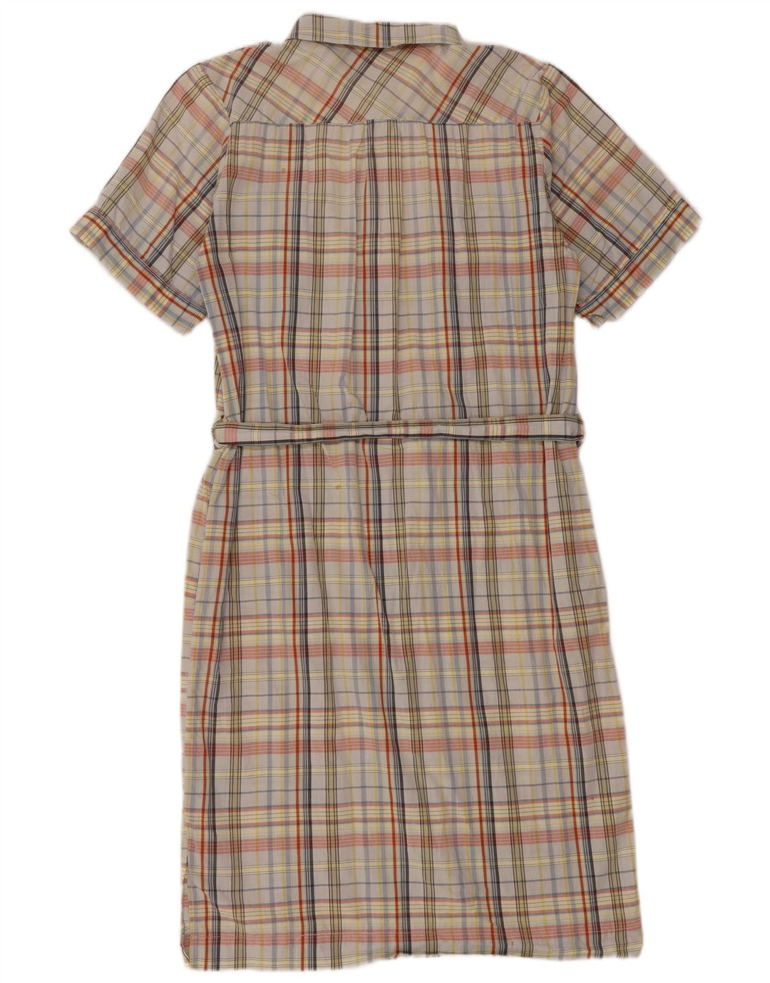 Abito camicia vintage da donna UK 14 cotone a quadri multicolore medio