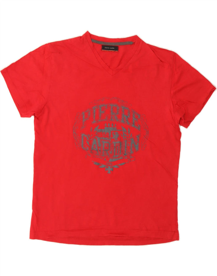 PIERRE CARDIN Mens Graphic T-Shirt Top Medium Red Cotton Vintage Pierre Cardin and Second-Hand Pierre Cardin from Messina Hembry 