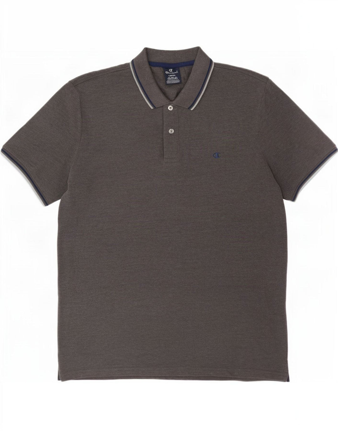Polo da uomo Champion grande in cotone a righe grigie