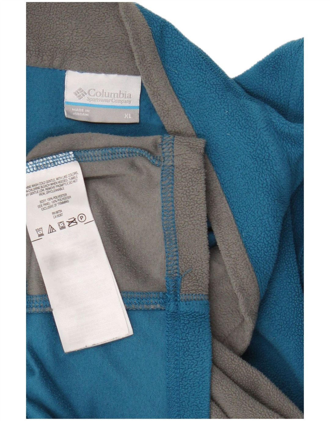 Maglione in pile da uomo Columbia con zip e collo XL in poliestere color block blu