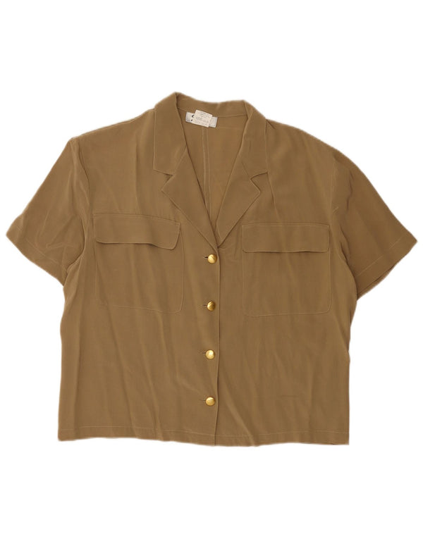 Camicetta da donna a maniche corte Genny UK 16 grande seta beige