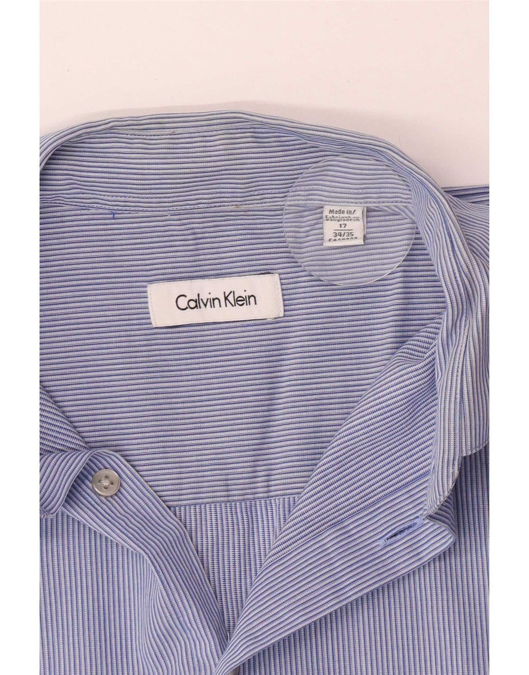 Camicia da uomo Calvin Klein taglia 17 XL in cotone a righe blu