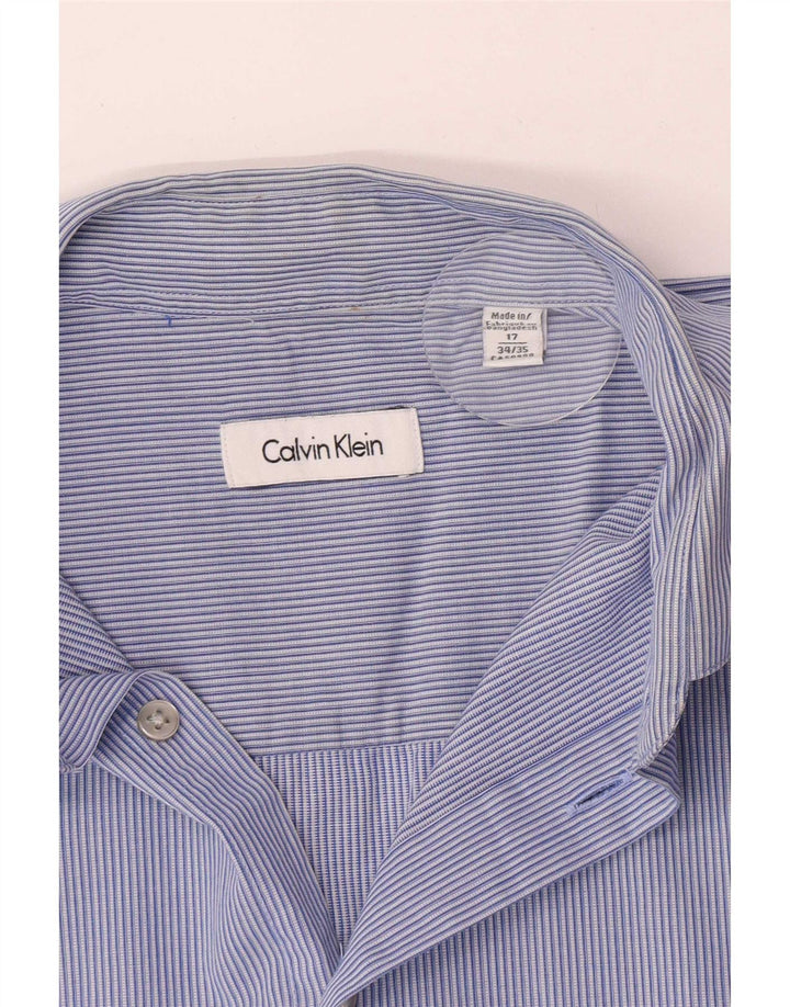 Camicia da uomo Calvin Klein taglia 17 XL in cotone a righe blu