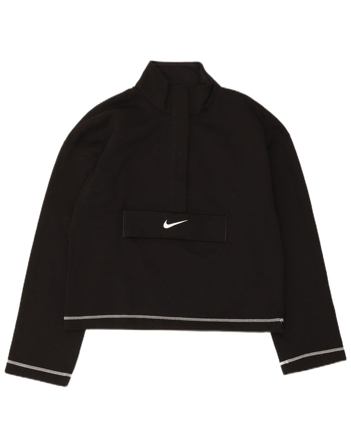 Felpa oversize Nike Swoosh da donna UK 6 XS poliestere nero