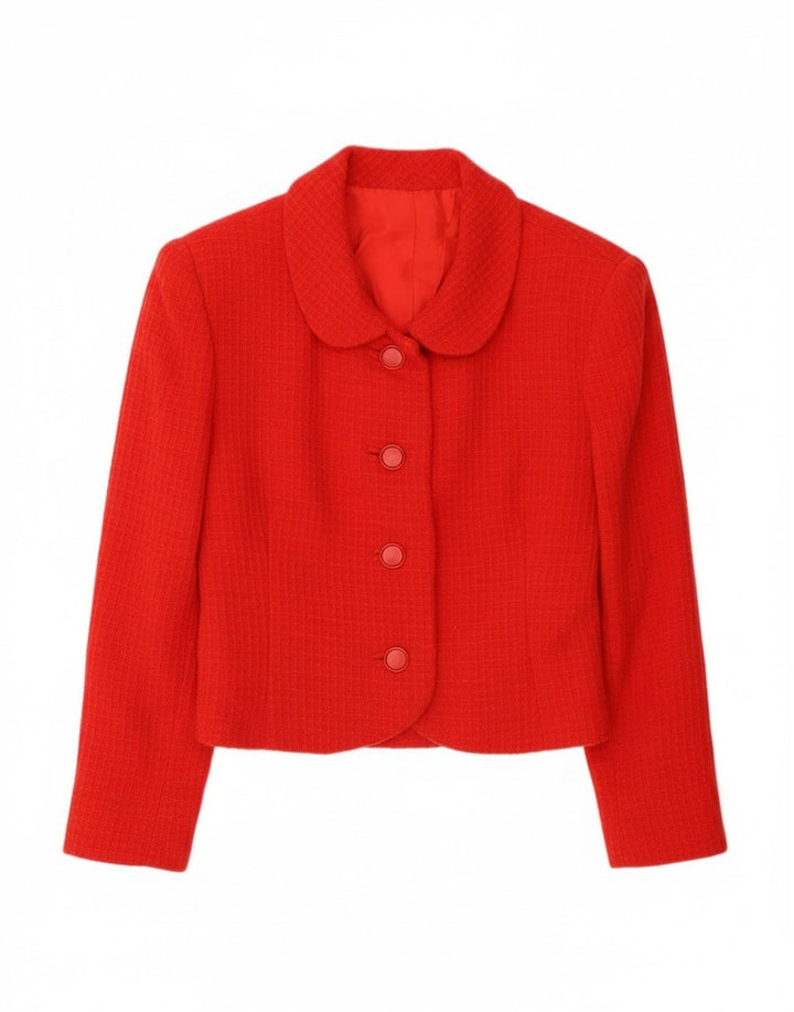 Giacca blazer vintage da donna a 4 bottoni corta UK 10 piccola rossa