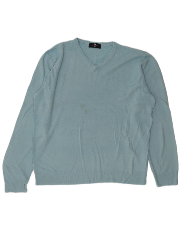 Marks & Spencer Maglione da uomo con scollo a V blu Harbour grande acrilico