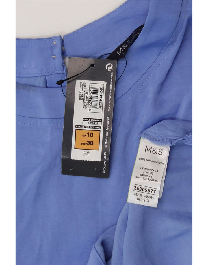 Top in camicetta a maniche corte da donna Marks & Spencer UK 10 piccolo poliestere blu
