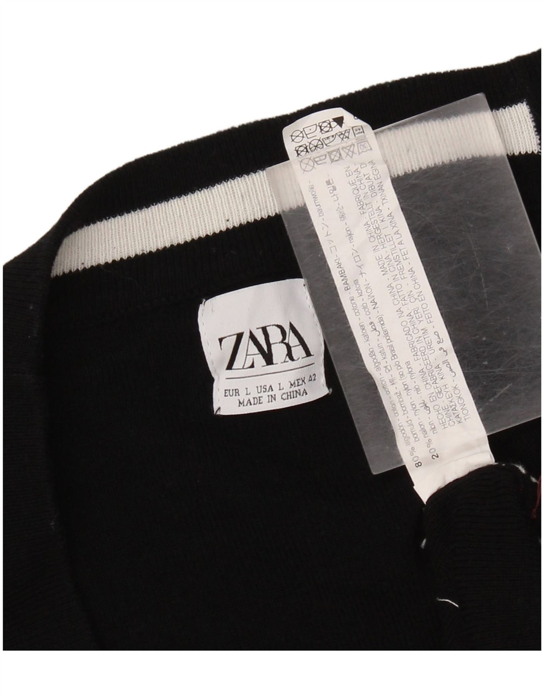 Maglione cardigan lungo da donna Zara EU 42 grande cotone color block nero