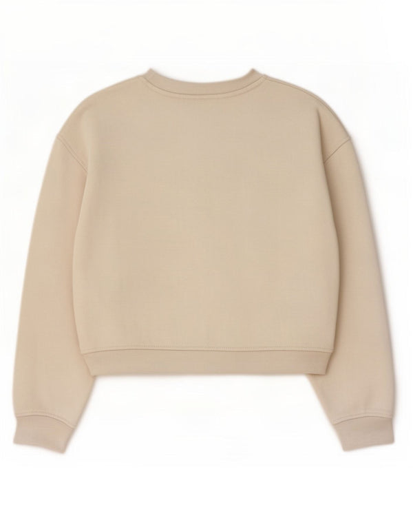 Felpa corta da donna Zara, maglione UK 14, cotone bianco sporco medio