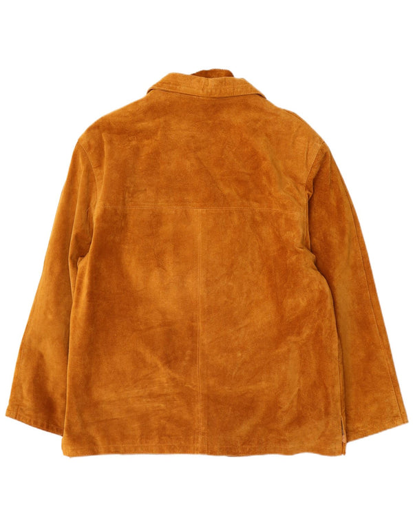 Giacca vintage in pelle scamosciata da donna UK 16 grande in pelle marrone retrò