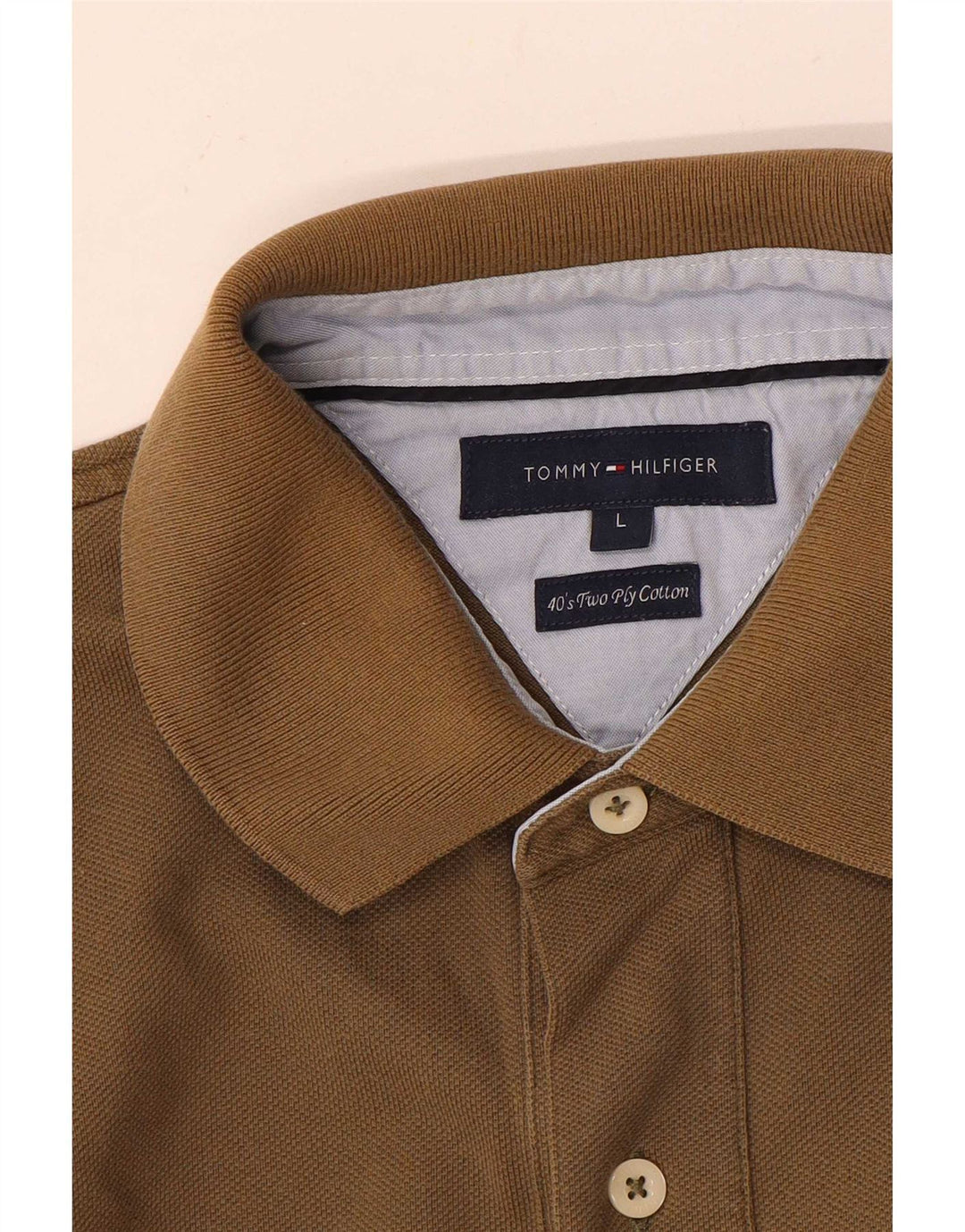 Polo da uomo Tommy Hilfiger grande in cotone marrone