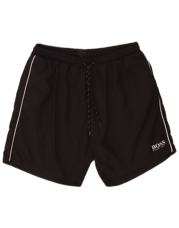 Pantaloncini da bagno da uomo Hugo Boss, poliestere nero medio