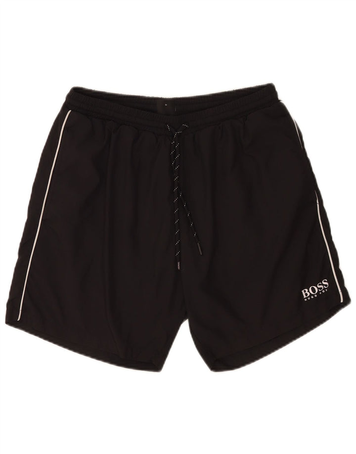 Pantaloncini da bagno da uomo Hugo Boss, poliestere nero medio
