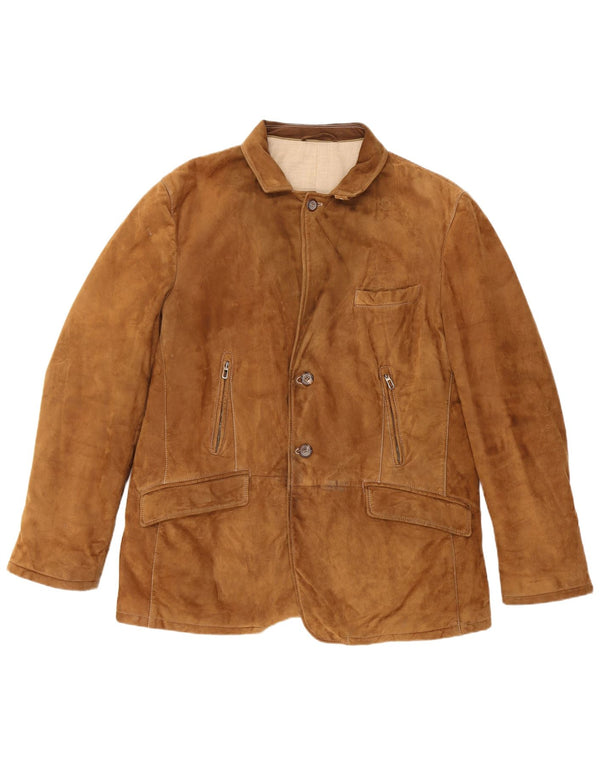 Giacca vintage in pelle scamosciata da uomo taglia 60 3XL in pelle marrone