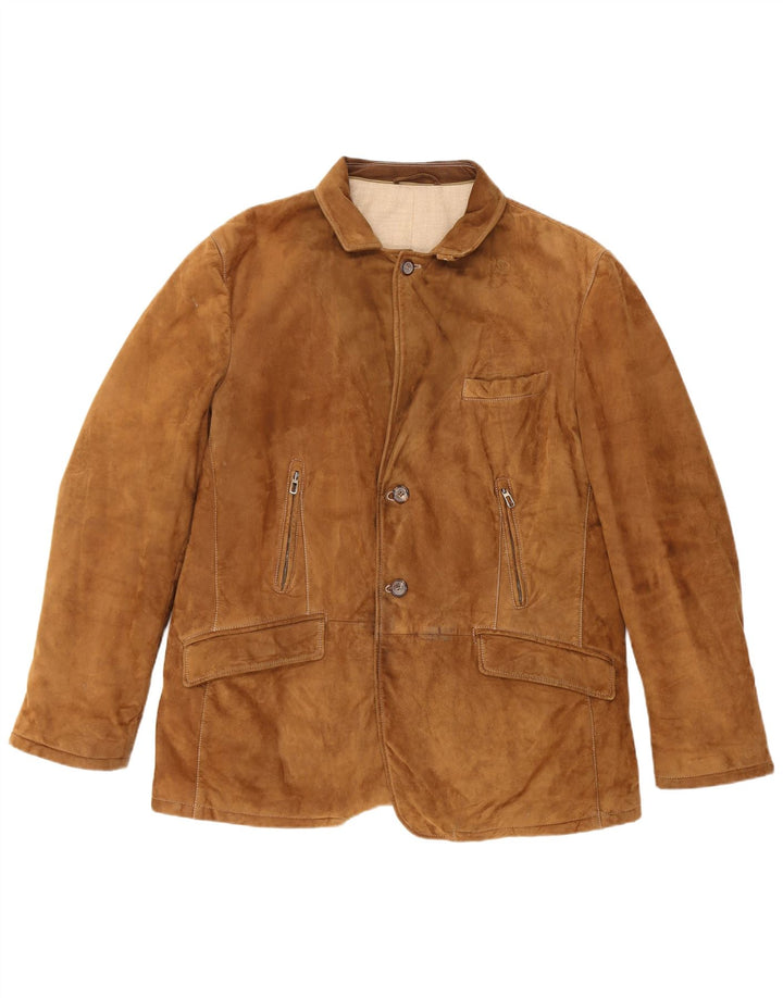 Giacca vintage in pelle scamosciata da uomo taglia 60 3XL in pelle marrone