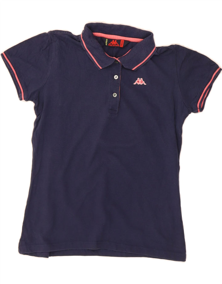 KAPPA Womens Polo Shirt UK 14 Medium Navy Blue Cotton Classic Vintage Kappa and Second-Hand Kappa from Messina Hembry 
