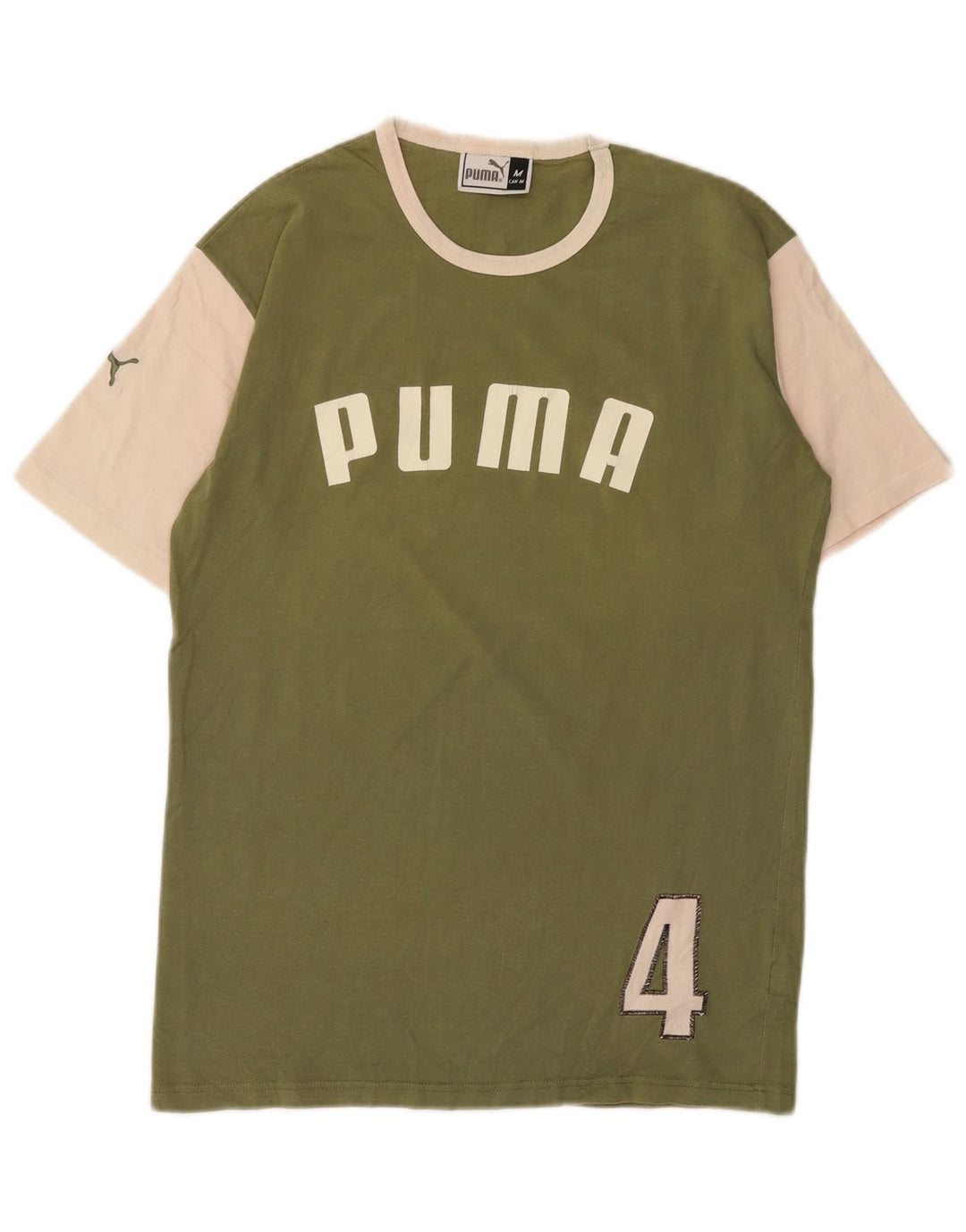 T-shirt grafica da uomo Puma Top in cotone color block verde medio