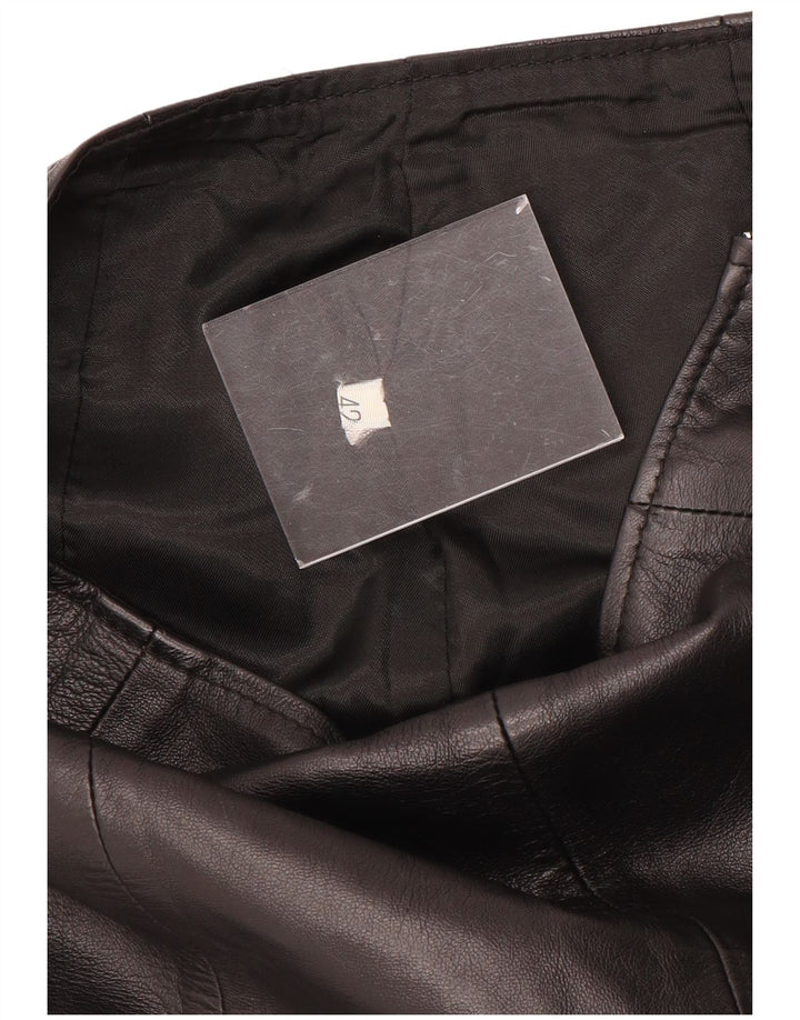 Gonna in pelle a vita alta da donna vintage IT 42 media W24 nera