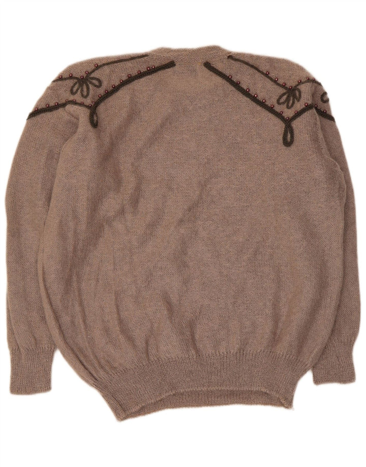 Maglione maglione girocollo da donna Niki Line UK 16 grande grigio