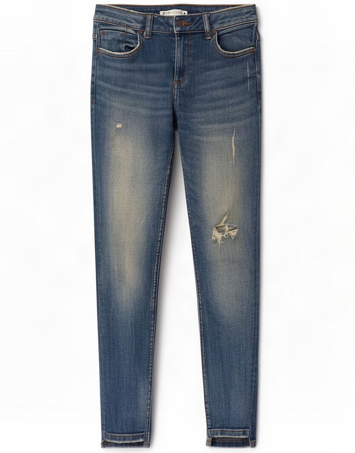 Zara Jeans slim effetto consumato da donna EU 38 Small W30 L27 Blu
