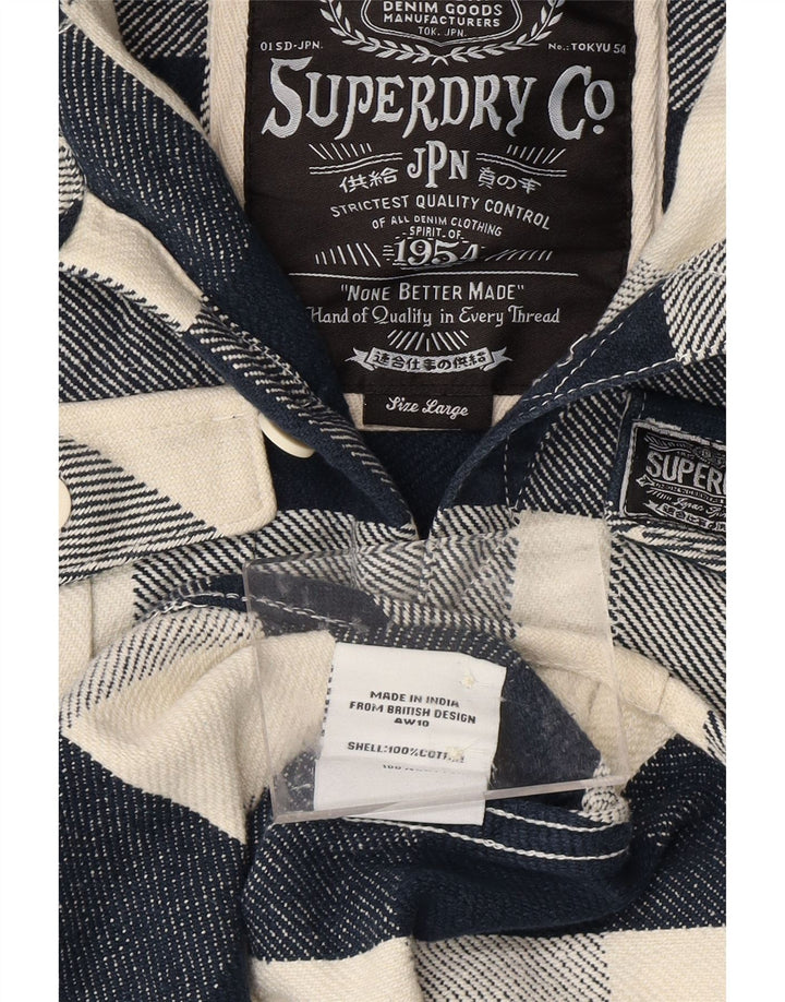 Camicia in flanella con cappuccio da bambino SUPERDRY 15-16 anni Chevron grande blu navy