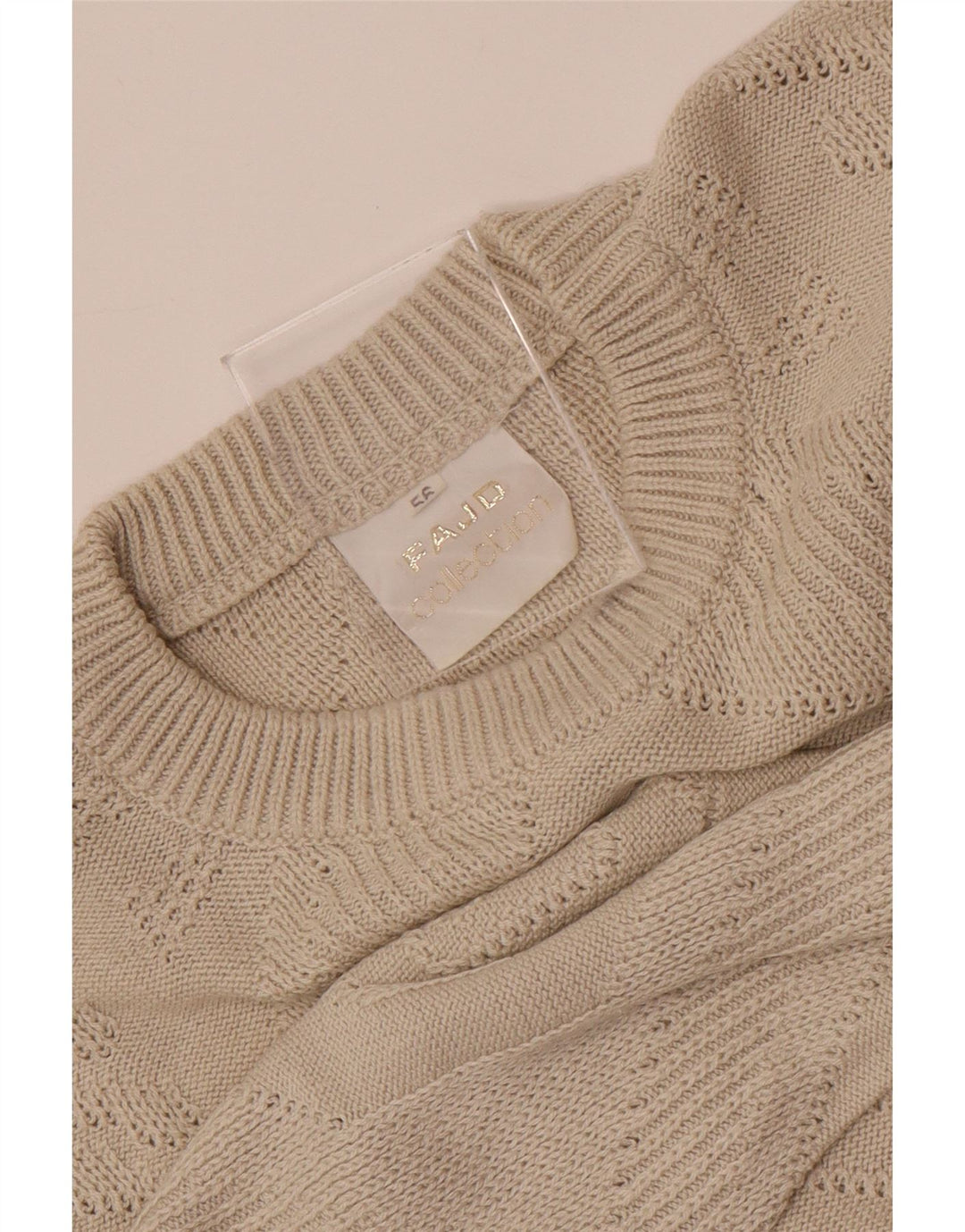 Maglione girocollo da uomo vintage IT 56 XL Beige