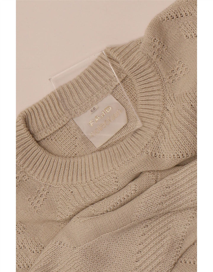 Maglione girocollo da uomo vintage IT 56 XL Beige