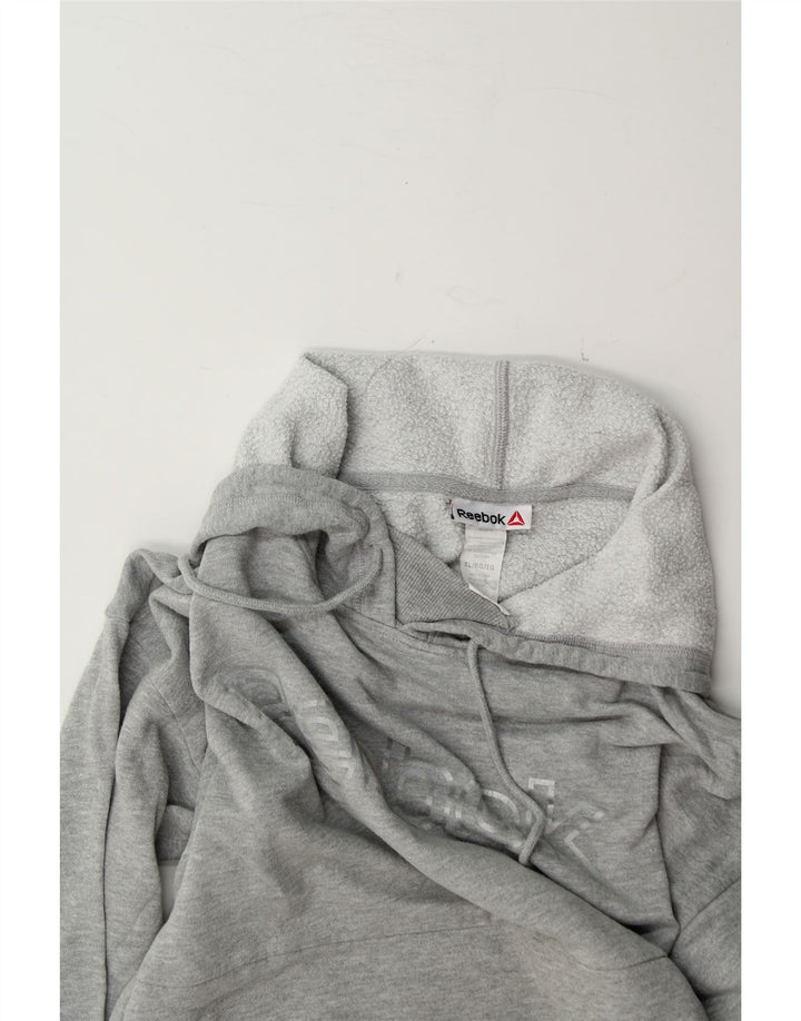 REEBOK Womens Oversized Graphic Hoodie Jumper UK 18 XL Grey Polyester Vintage Reebok and Second-Hand Reebok from Messina Hembry 