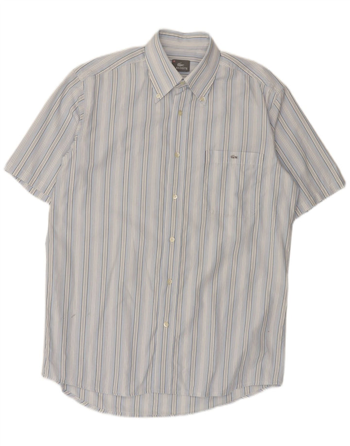 Camicia da uomo a maniche corte Lacoste taglia 40 a righe blu medio