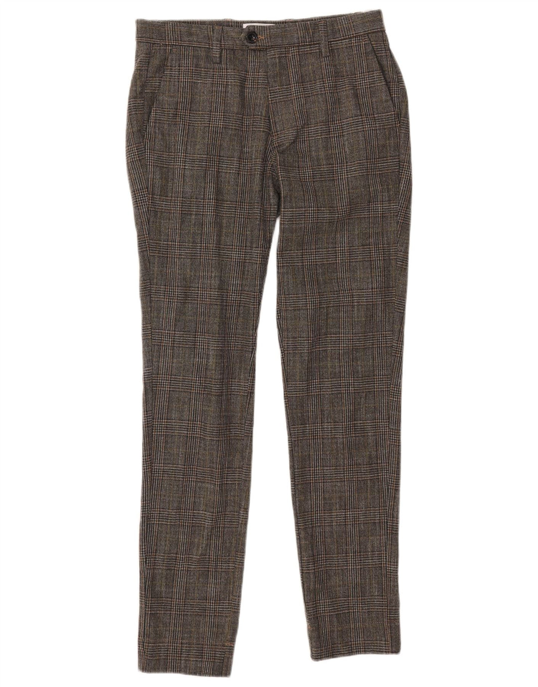 Pantaloni da abito slim da uomo Jack & Jones W30 L32 Poliestere a quadri grigi