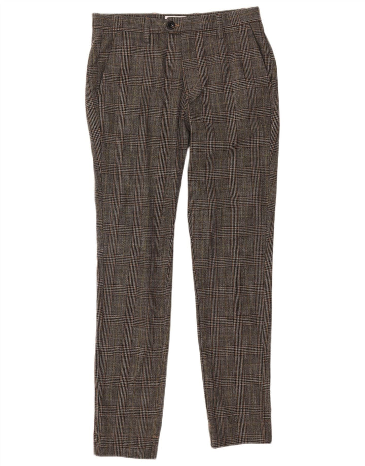 Pantaloni da abito slim da uomo Jack & Jones W30 L32 Poliestere a quadri grigi